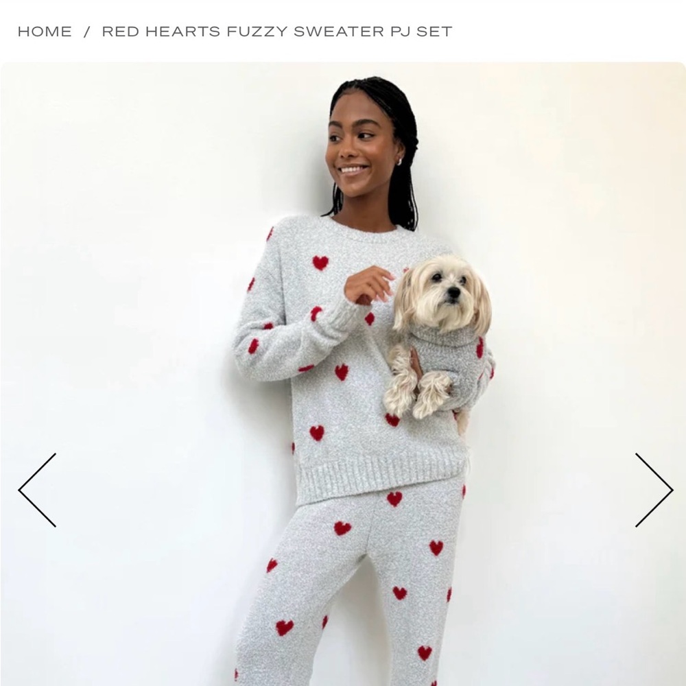 NWT in package Splendid Grey Pajama Set with Red Heart Accent